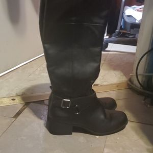 Black leather boots